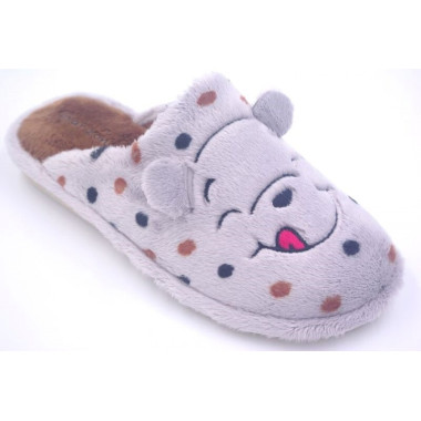 Zapatillas de casa “Montlis”.  Garzón (Gris Perla-Cuero)