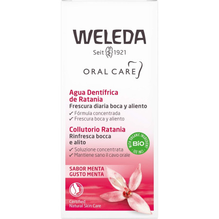 Enjuague bucal, agua dentífrica de Ratania (50ml). Weleda