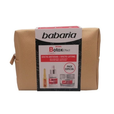 Pack especial Babaria neceser dorado, ritual Botox Effect( ampolla+serum +crema)