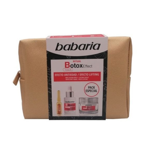 Pack especial Babaria neceser dorado, ritual Botox Effect( ampolla+serum +crema)