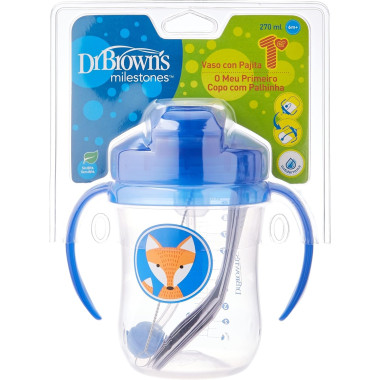 Vaso con pajita y asas. 270 ml . DrBrown´s
