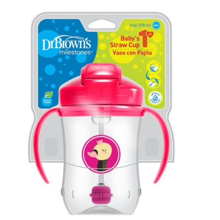 Vaso con pajita y asas. 270 ml . DrBrown´s