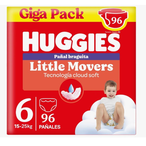 Giga pack pants Little Movers talla 6 (48x2) 96 uds. Huggies