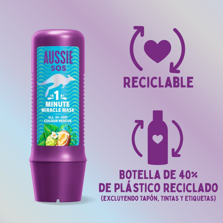 SOS mascarilla 1 minuto miracle mask , all in one colour rescue 250 ml. Aussie