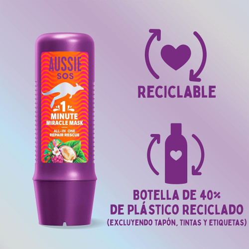 SOS mascarilla 1 minuto miracle mask. All in one repair rescue 250 ml . Aussie