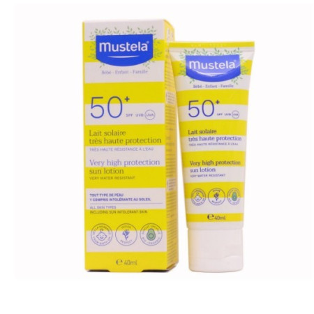 Leche solar muy alta protección SPF50+, 40ml.Mustela