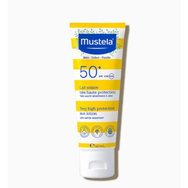 Leche solar muy alta protección SPF50+, 40ml.Mustela
