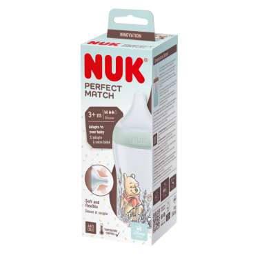 Biberón NUK Perfect Match 260ml Silicona Flujo M 3m+ | Más Pañales
