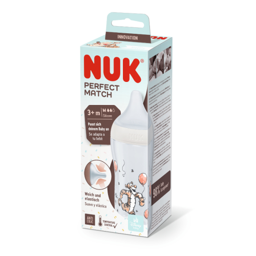 Biberón NUK Perfect Match 260ml Silicona Flujo M 3m+ | Más Pañales