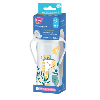 Biberón 360 ml Transition+ Jirafa Tigex |  Más Pañales