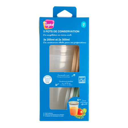 5 Tarros Tigex Conservación Alimentos Bebé | Más pañales