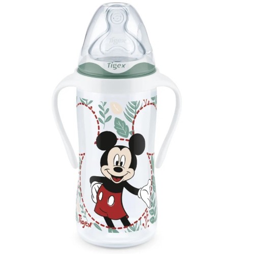 Biberón Mickey/Minnie tetina anatómica silicona con asas 360ml. Tigex