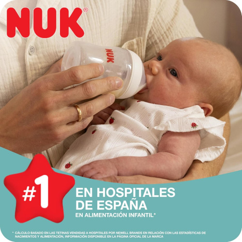 Biberón NUK Perfect Match Arcoíris Control Temp y Silicona | Más Pañales