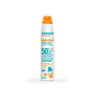 Spray Protección Solar SPF50+, bruma invisible piel sensible 200ml. Agrado