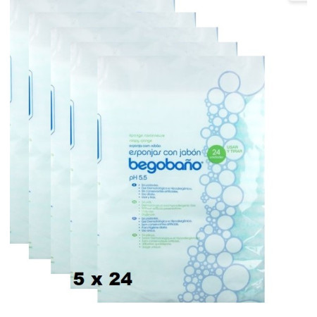 Esponjas de fibra con jabón (5x24 uds). Begobaño