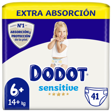 Pañales Dodot Sensitive Extra Talla 6+ (Plus) 44 Uds.