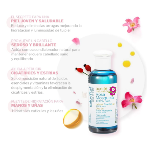 Aceite de Rosa Mosqueta 100% Puro Saluvital 100 ml | Más Pañales