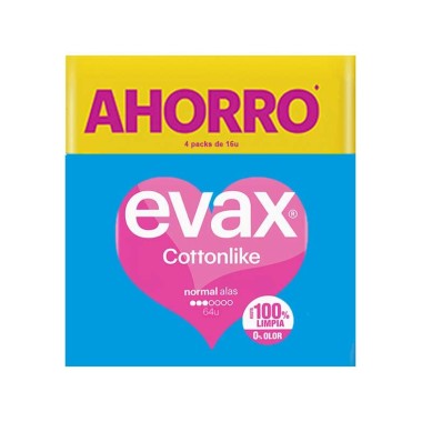 Compresas Evax Cottonlike Alas Normal (64 Uds.)
