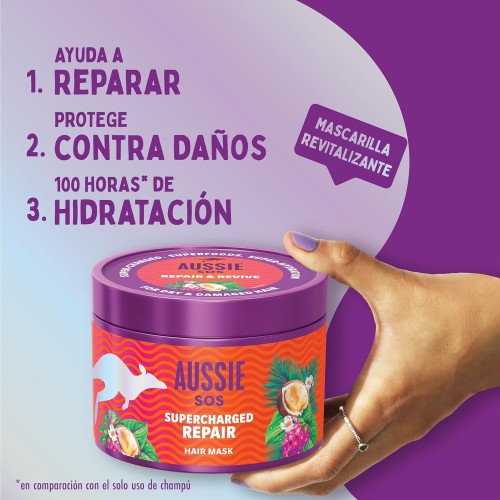 Mascarilla Aussie SOS Supercharged Repair 450ml | Más Pañales