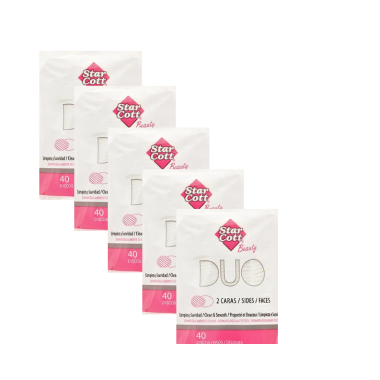 Discos desmaquillantes de algodón doble cara ovalados (5x40ud) Star Cott