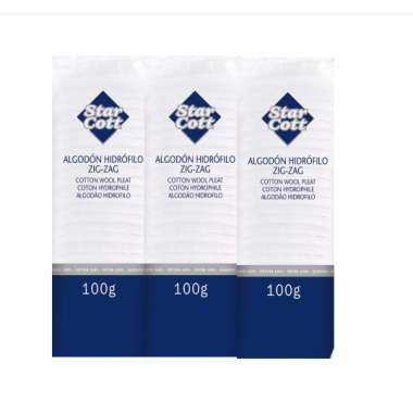 Algodón hidrófilo zigzag (3x100g). Star Cott