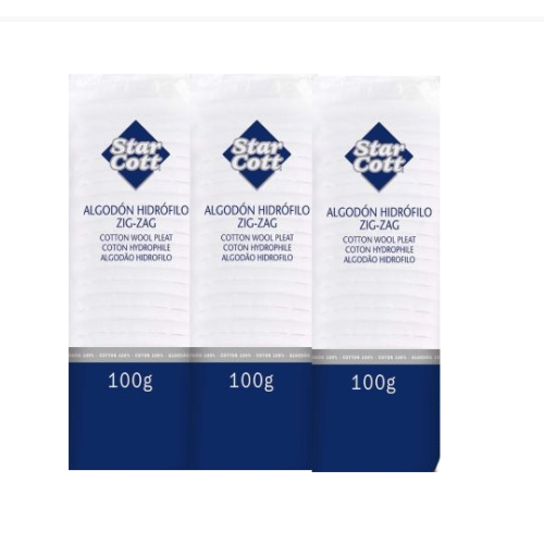 Algodón hidrófilo zigzag (3x100g). Star Cott