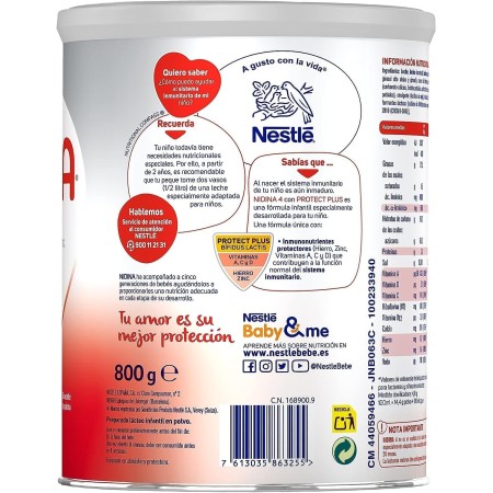 Leche de crecimiento desde los 24 meses Nidina 4 de 800 gr . Nestlé
