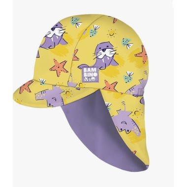 Gorro de Playa Reversible Amarillo-Violeta Sand. Bambino Mio