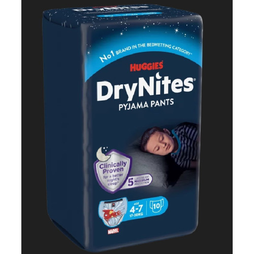 Pañales DryNites Huggies 4-7 años (17-30 kg) | Pack 10 uds