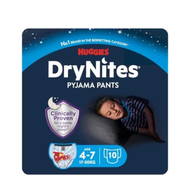 Pañales DryNites Huggies 4-7 años (17-30 kg) | Pack 10 uds