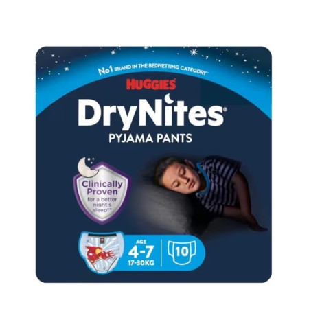 Pañales DryNites Huggies 4-7 años (17-30 kg) | Pack 10 uds