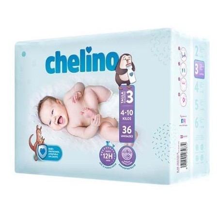 Pañal Chelino Talla 3 (4-10 kg).Tumbado 36 Ud.