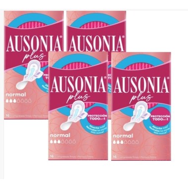 Compresas plus normal con alas. Ausonia Plus , Pack Ahorro 4x16 undProtección y Comodidad