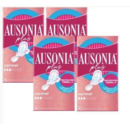 Compresas plus normal con alas. Ausonia Plus , Pack Ahorro 4x16 undProtección y Comodidad