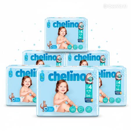 Pañal Chelino Talla 4 (9-15 Kg). Gateo , Pack Ahorro 204 Und