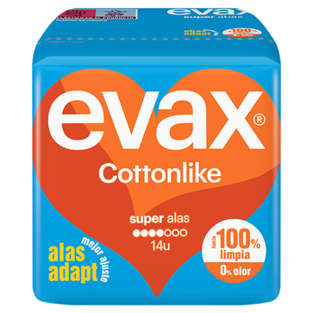 Compresas Evax Cottonlike super alas. Pack Ahorro