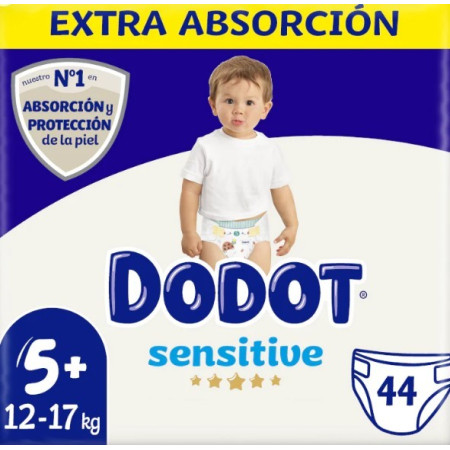 Pañales Dodot Sensitive Extra Talla 5+. Pack ahorro 2 x 44