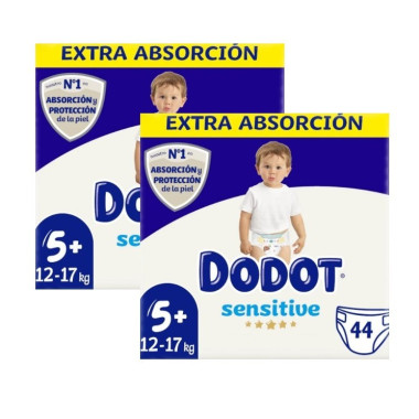 Pañales Dodot Sensitive Extra Talla 5+. Pack ahorro 2 x 44
