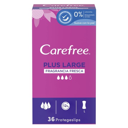 Protegeslip plus large fragancia fresh Carefree. Pack Ahorro 4 x 36