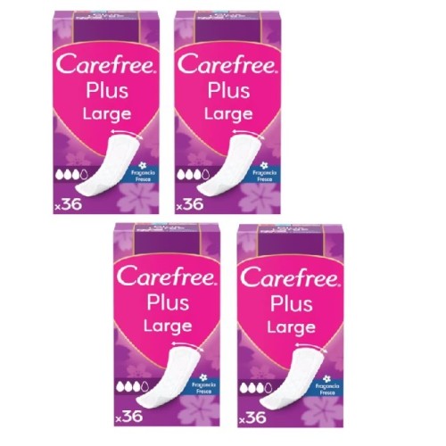 Protegeslip plus large fragancia fresh Carefree. Pack Ahorro 4 x 36