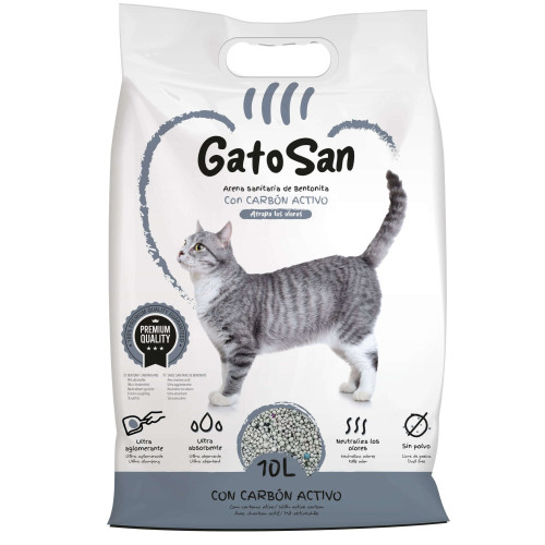 Arena sanitaria de bentonita con carbón activado GatoSan,10 l