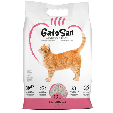 Arena sanitaria de bentonita GatoSan,sin fragancia.10 l