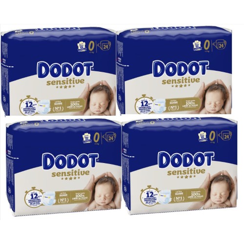 Pañales Dodot Sensitive Talla 0 Recién nacido. Pack 4 x 24 Und