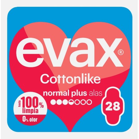 Compresas Evax Cottonlike Alas Normal PLUS (28 Uds.)