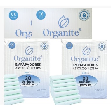 Empapadores desechables 60x90 Organite. Pack Ahorro 4 x 30
