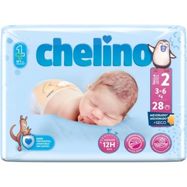 Pañal Chelino Talla 2 (3-6 kg). Recién Nacido 28 Ud.