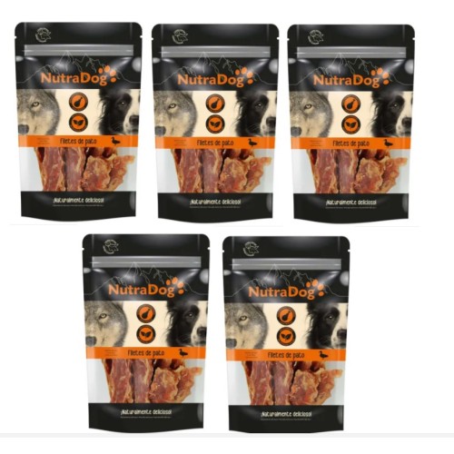 Snack filetes de pato NutraDog.Pack Ahorro 5 x 350 gr