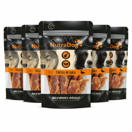 Snack filetes de pato NutraDog.Pack Ahorro 5 x 350 gr
