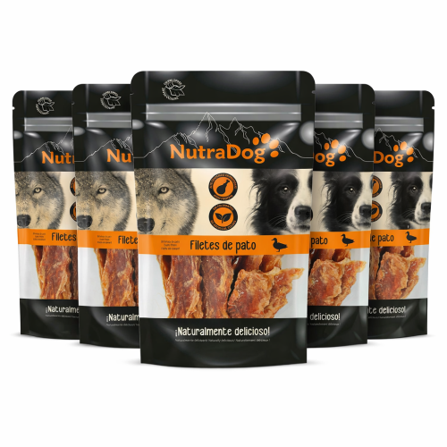 Snack filetes de pato NutraDog.Pack Ahorro 5 x 350 gr