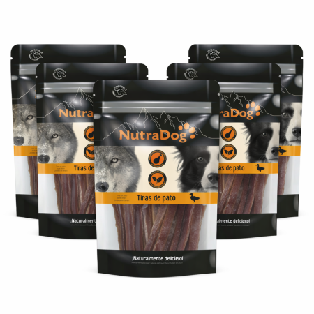Snack tiras de pato NutraDog. Pack Ahorro 5 x 350 gr